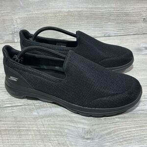 Skechers Go Walk 5 Goga Mat Black Slip-On Sneakers Women's Size 12 Comfort Shoe